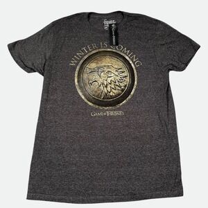 NWT Game of Thrones T-Shirt Mens L Charcoal Gray Winter Is Coming Stark Direwolf
